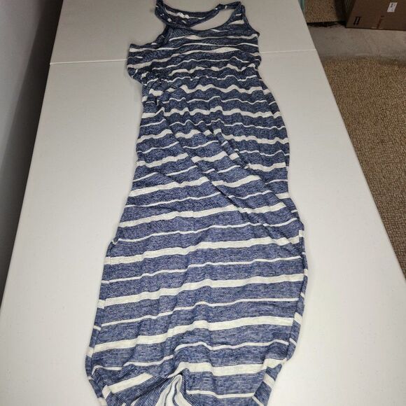 Madewell  Navy Gray Striped Racerback Maxi Dress Size Medium - Picture 5 of 9
